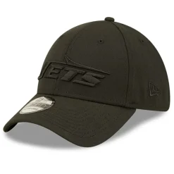 Flex^New York Jets Men's New Era Black On Black Historic Logo 39THIRTY Flex Hat