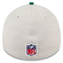Flex^New York Jets Men's New Era Stone/Green 2024 Sideline Historic 39THIRTY Flex Hat