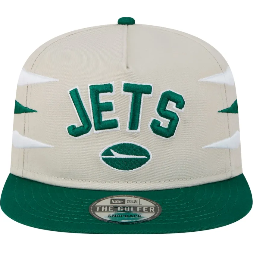 Snapback^New York Jets Men's New Era Stone/Green Athletic Golfer Snapback Hat