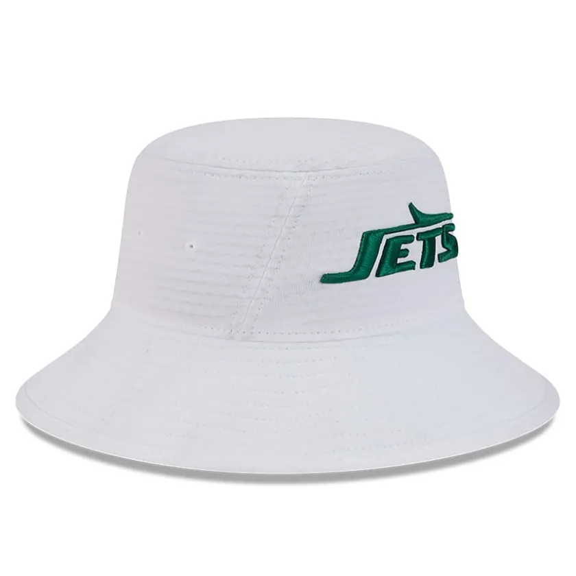 Bucket^New York Jets Men's New Era White 2024 NFL Training Camp Stretch Bucket Hat