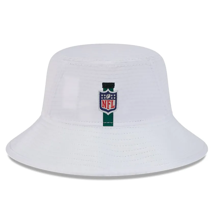 Bucket^New York Jets Men's New Era White 2024 NFL Training Camp Stretch Bucket Hat
