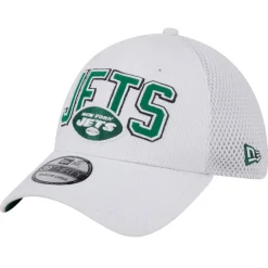 Flex^New York Jets Men's New Era White Breakers 39THIRTY Flex Hat
