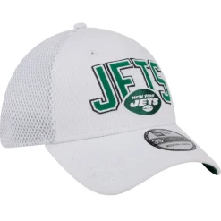Flex^New York Jets Men's New Era White Breakers 39THIRTY Flex Hat