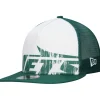 Snapback^New York Jets Men's New Era White/Green Distressed 9FIFTY A-Frame Snapback Hat