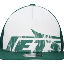 Snapback^New York Jets Men's New Era White/Green Distressed 9FIFTY A-Frame Snapback Hat