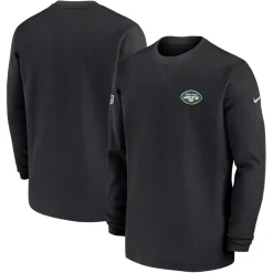 Long Sleeved^New York Jets Men's Nike Black 2023 Sideline Throwback Heavy Brushed Waffle Long Sleeve Top