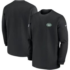 Long Sleeved^New York Jets Men's Nike Black 2023 Sideline Throwback Heavy Brushed Waffle Long Sleeve Top
