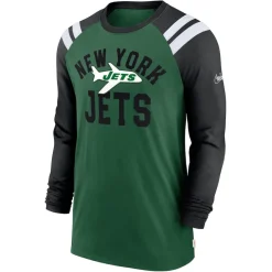 Long Sleeved^New York Jets Men's Nike Green/Black Classic Arc Raglan Tri-Blend Long Sleeve T-Shirt