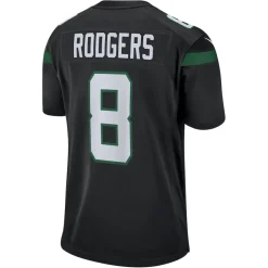 Jerseys|Men^New York Jets Men's Nike Aaron Rodgers Black Game Jersey