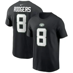 T-Shirts|Men^New York Jets Men's Nike Aaron Rodgers Black Player Name & Number T-Shirt