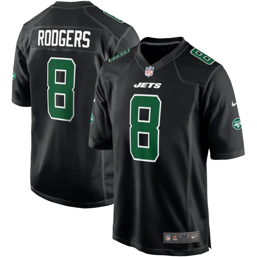 Jerseys|Men^New York Jets Men's Nike Aaron Rodgers Black Fashion Game Jersey