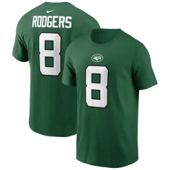 T-Shirts|Men^New York Jets Men's Nike Aaron Rodgers Green Player Name & Number T-Shirt