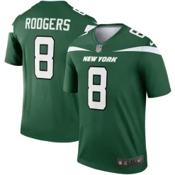 Nike Legend|Short Sleeved^New York Jets Men's Nike Aaron Rodgers Gotham Green Team Legend Player Performance Top