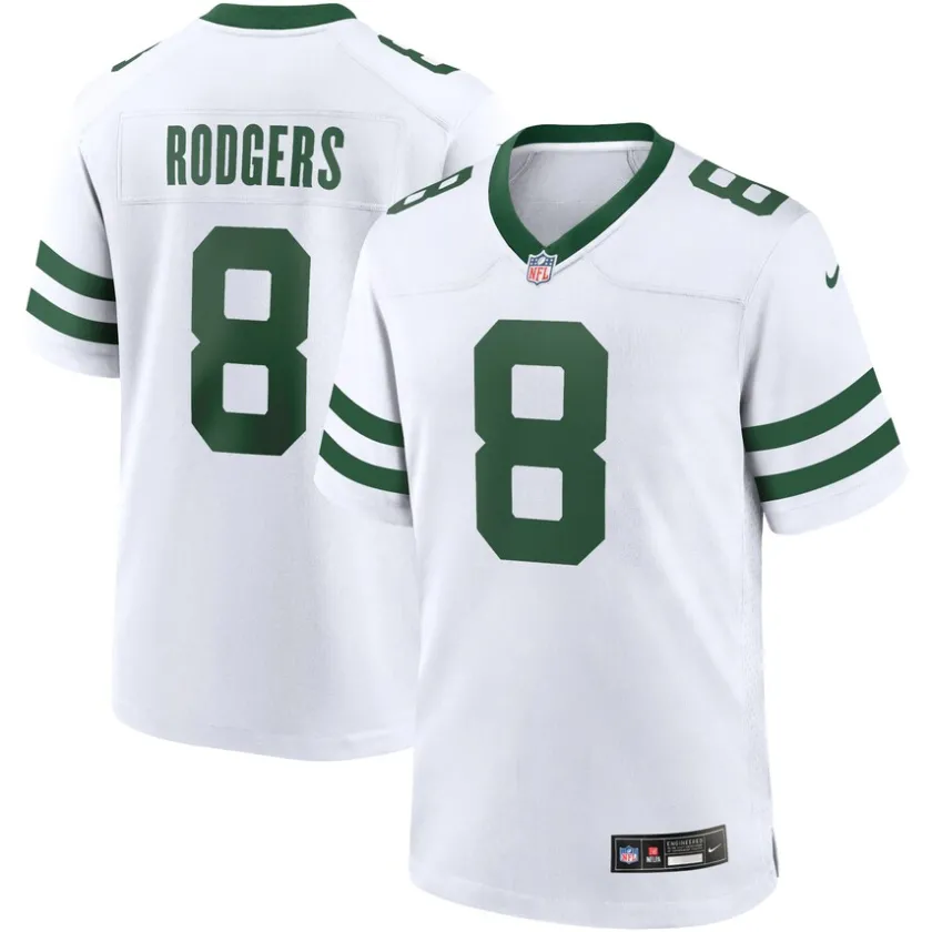 Nike Game|Replica^New York Jets Men's Nike Aaron Rodgers Legacy White Player Game Jersey