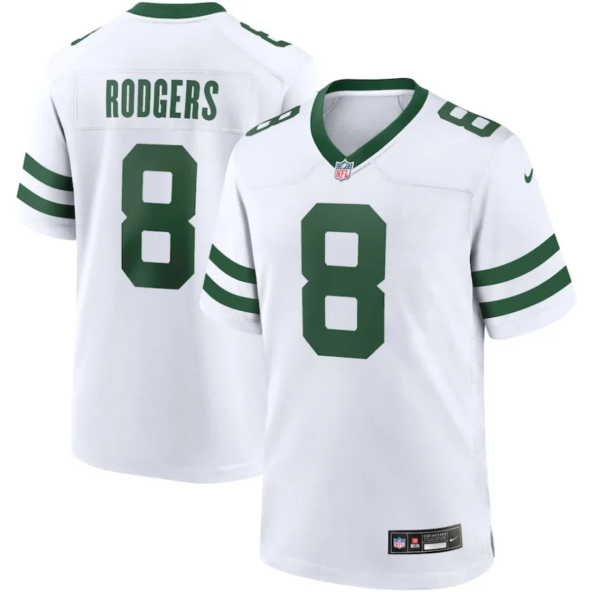 Nike Game|Replica^New York Jets Men's Nike Aaron Rodgers Legacy White Player Game Jersey
