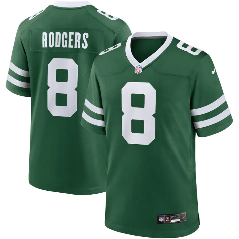 Jerseys|Men^New York Jets Men's Nike Aaron Rodgers Legacy Green Game Jersey