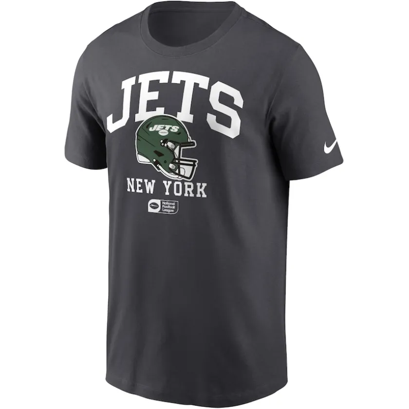 T-Shirts|Men^New York Jets Men's Nike Anthracite Helmet Essential T-Shirt
