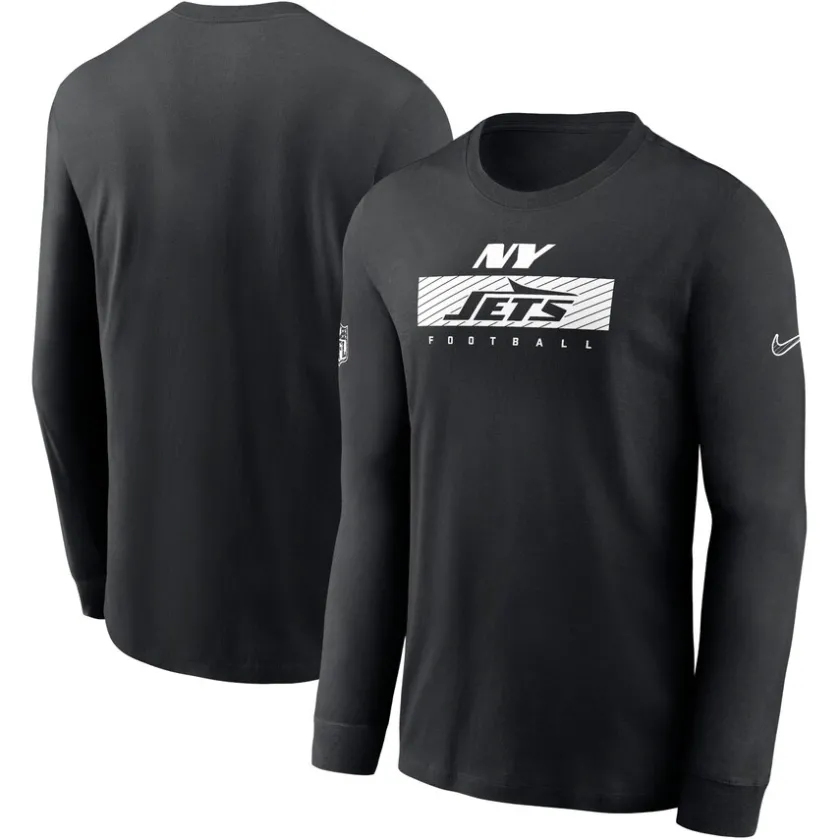 T-Shirts|Men^New York Jets Men's Nike Black Sideline Performance Long Sleeve T-Shirt