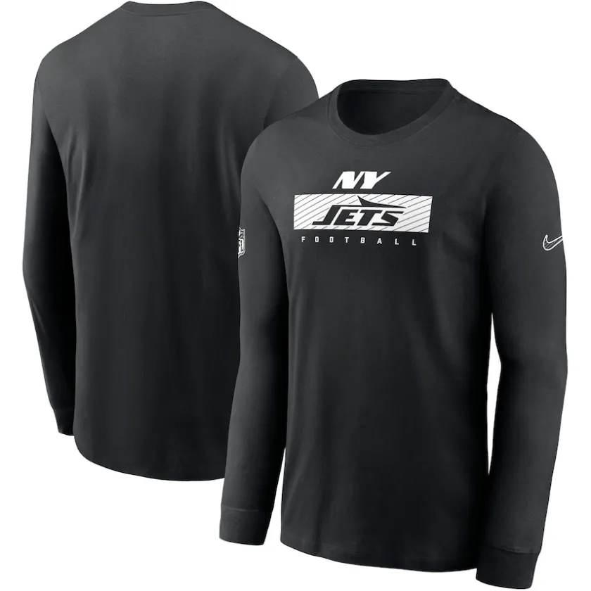 T-Shirts|Men^New York Jets Men's Nike Black Sideline Performance Long Sleeve T-Shirt