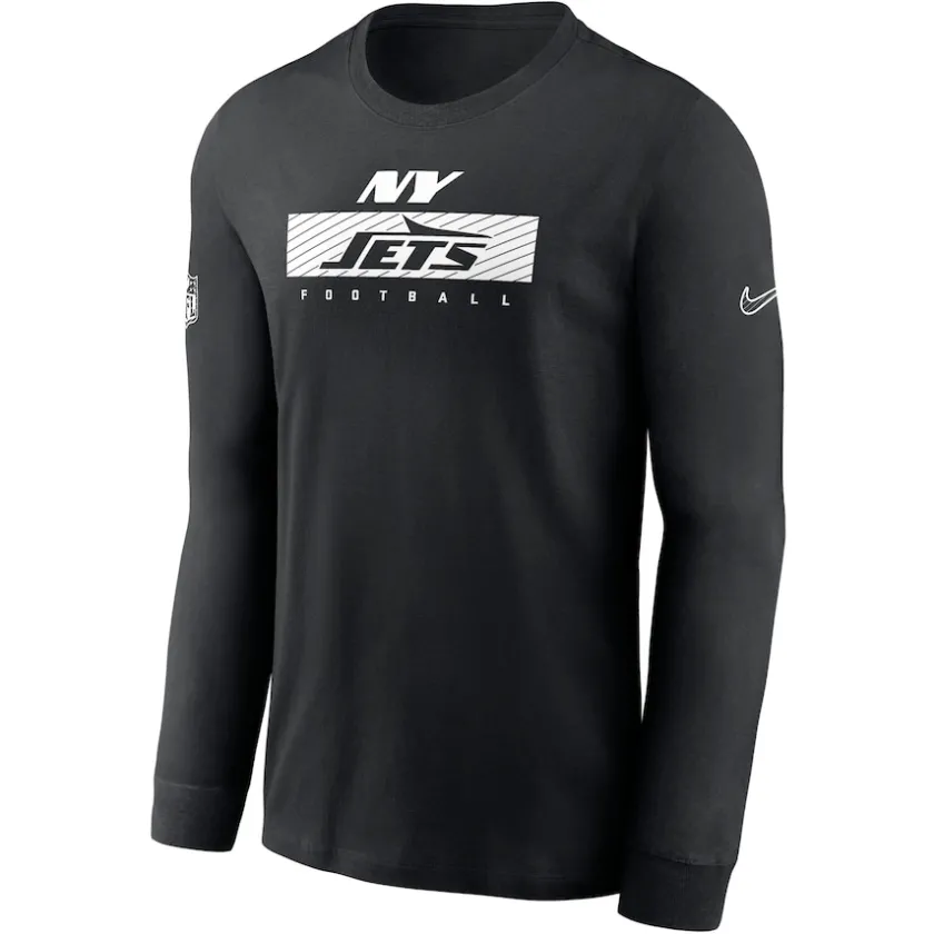T-Shirts|Men^New York Jets Men's Nike Black Sideline Performance Long Sleeve T-Shirt