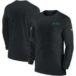 Long Sleeved^New York Jets Men's Nike Black Sideline Coach UV Performance Long Sleeve T-Shirt