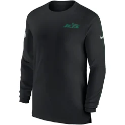 Long Sleeved^New York Jets Men's Nike Black Sideline Coach UV Performance Long Sleeve T-Shirt