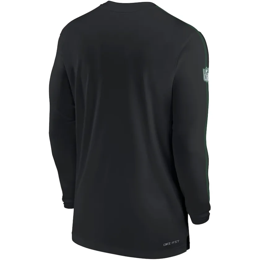 Long Sleeved^New York Jets Men's Nike Black Sideline Coach UV Performance Long Sleeve T-Shirt