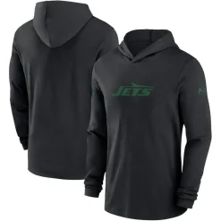 Long Sleeved^New York Jets Men's Nike Black Sideline Hoodie Performance Long Sleeve T-Shirt