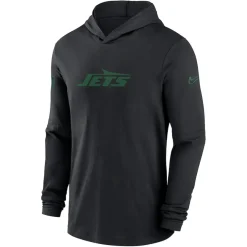 Long Sleeved^New York Jets Men's Nike Black Sideline Hoodie Performance Long Sleeve T-Shirt