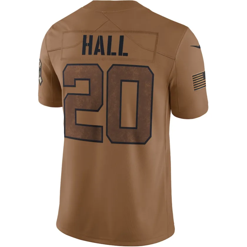 Nike Limited^New York Jets Men's Nike Breece Hall Brown Salute To Service Limited Jersey