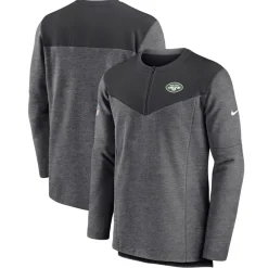 Jackets|Sweatshirts & Fleece^New York Jets Men's Nike Charcoal Sideline Lockup Performance Quarter-Zip Top