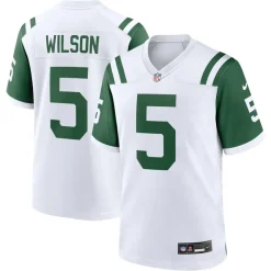 Nike Game^New York Jets Men's Nike Garrett Wilson White Classic Alternate Game Jersey
