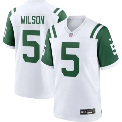 Nike Game^New York Jets Men's Nike Garrett Wilson White Classic Alternate Game Jersey