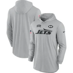 T-Shirts|Men^New York Jets Men's Nike Gray 2024 Salute To Service Lightweight Performance Long Sleeve Hooded T-Shirt
