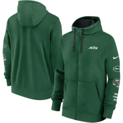 Sweatshirts & Fleece|Men^New York Jets Men's Nike Green Club Full-Zip Hoodie Jacket
