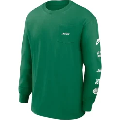 Long Sleeved^New York Jets Men's Nike Green Rewind Heavy Max 90 Pocket Long Sleeve T-Shirt