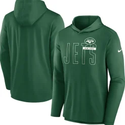 Long Sleeved^New York Jets Men's Nike Green Lightweight Performance Hooded Long Sleeve T-Shirt