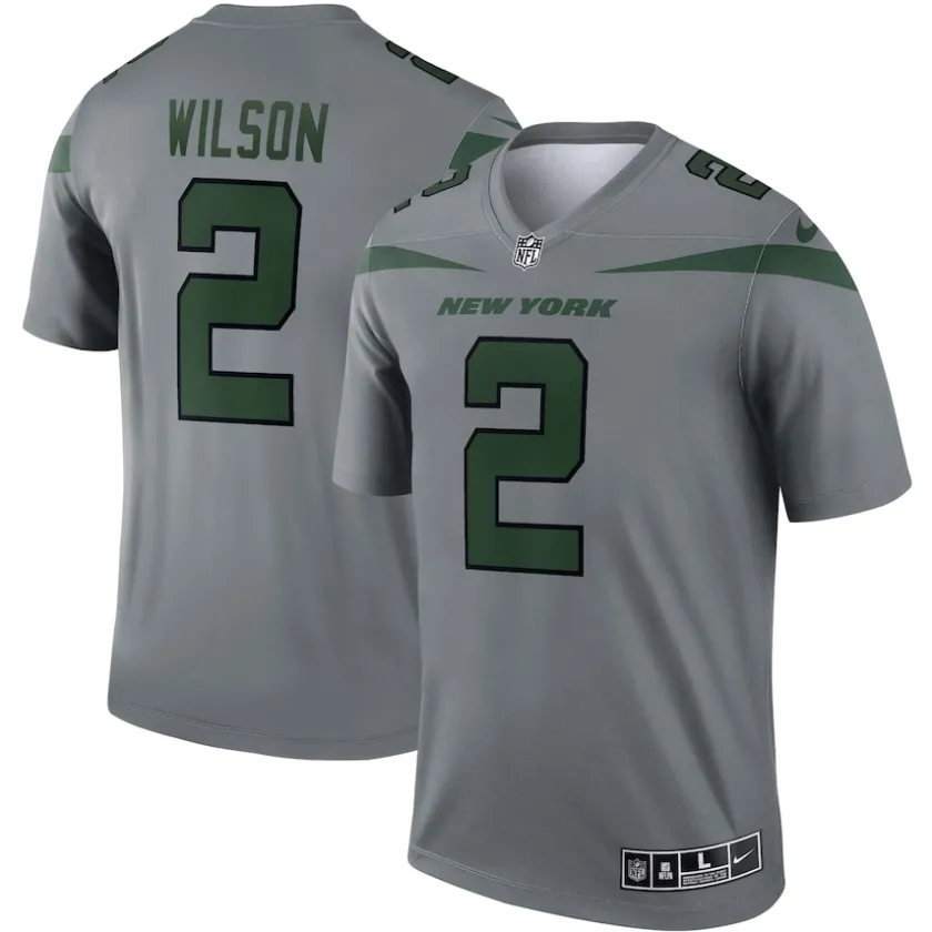 Jerseys|Men^New York Jets Men's Nike Zach Wilson Gray Inverted Legend Player Performance Top