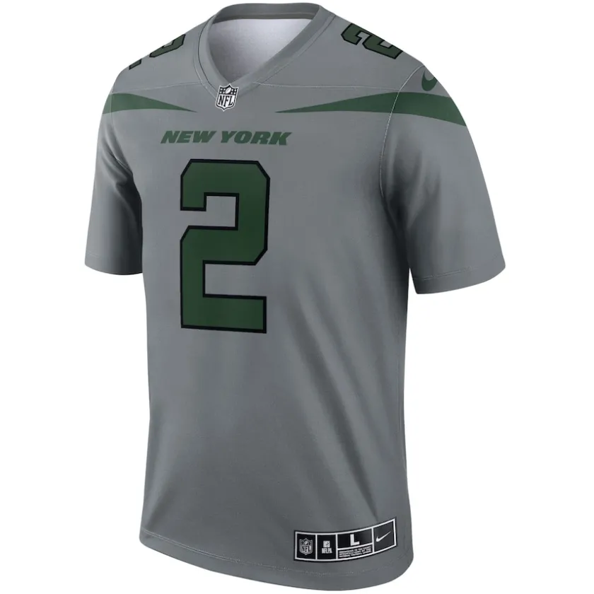 Jerseys|Men^New York Jets Men's Nike Zach Wilson Gray Inverted Legend Player Performance Top
