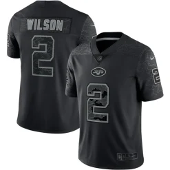Nike Limited^New York Jets Men's Nike Zach Wilson Black RFLCTV Limited Jersey