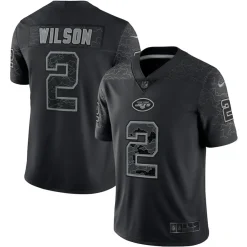 Nike Limited^New York Jets Men's Nike Zach Wilson Black RFLCTV Limited Jersey