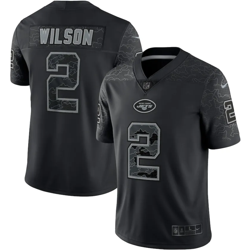 Nike Limited^New York Jets Men's Nike Zach Wilson Black RFLCTV Limited Jersey