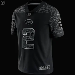 Nike Limited^New York Jets Men's Nike Zach Wilson Black RFLCTV Limited Jersey