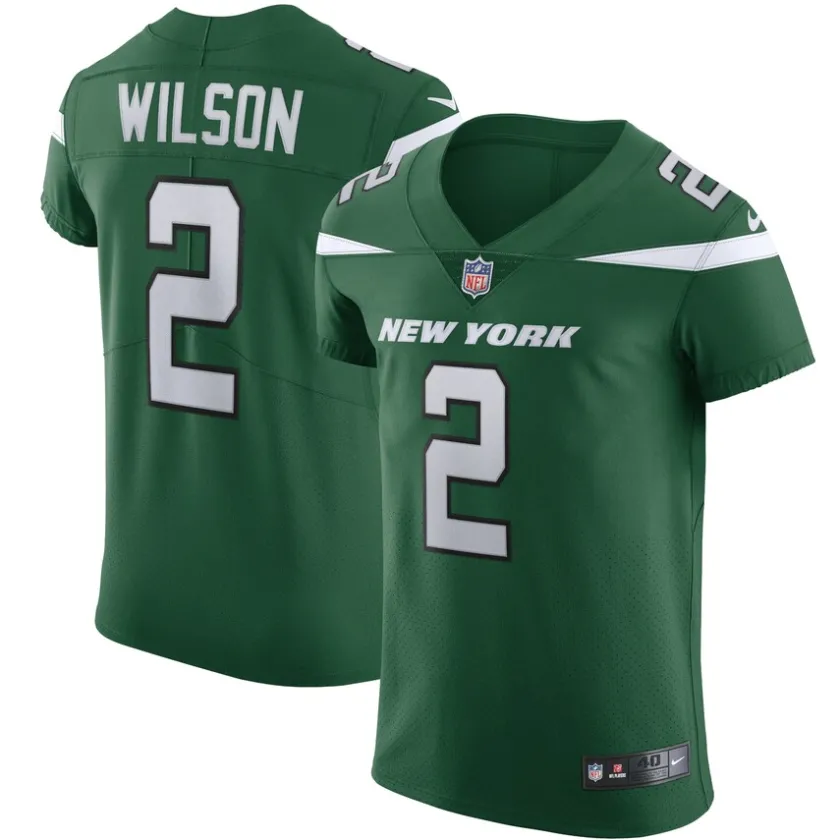 Nike Elite^New York Jets Men's Nike Zach Wilson Gotham Green Vapor Elite Jersey