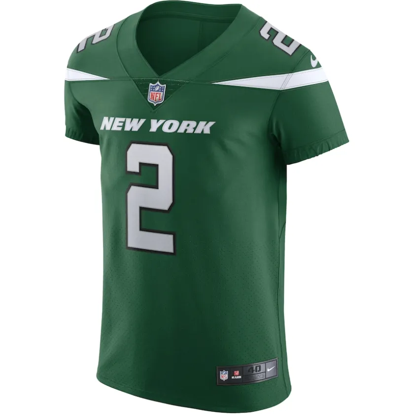 Nike Elite^New York Jets Men's Nike Zach Wilson Gotham Green Vapor Elite Jersey