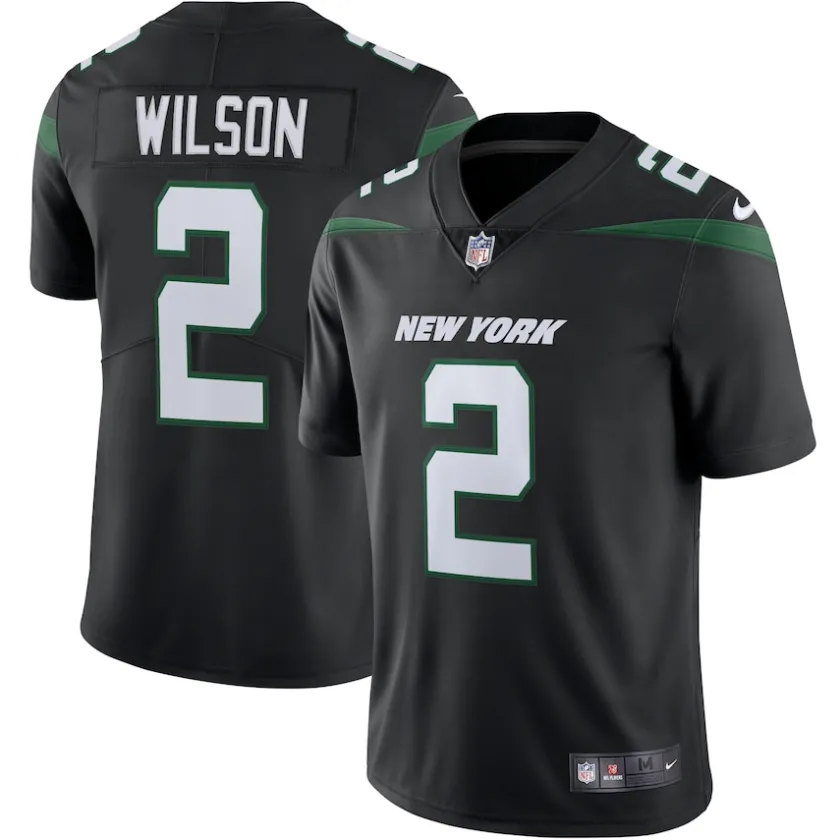 Nike Limited^New York Jets Men's Nike Zach Wilson Stealth Black Vapor Limited Jersey