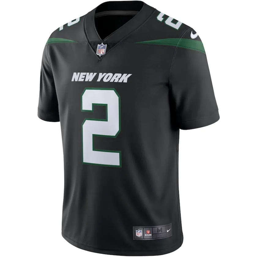 Nike Limited^New York Jets Men's Nike Zach Wilson Stealth Black Vapor Limited Jersey