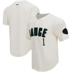 Sweaters & Dress Shirts^New York Jets Men's Pro Standard Ahmad Sauce Gardner Cream Name & Number Triple Tonal Button-Up Baseball Jersey