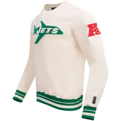 Sweatshirts & Fleece|Men^New York Jets Men's Pro Standard Cream Retro Classics Fleece Pullover Sweatshirt