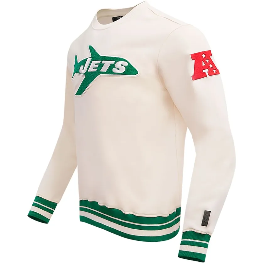Sweatshirts & Fleece|Men^New York Jets Men's Pro Standard Cream Retro Classics Fleece Pullover Sweatshirt